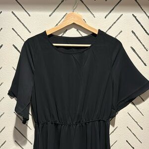 Black chiffon calf length dress